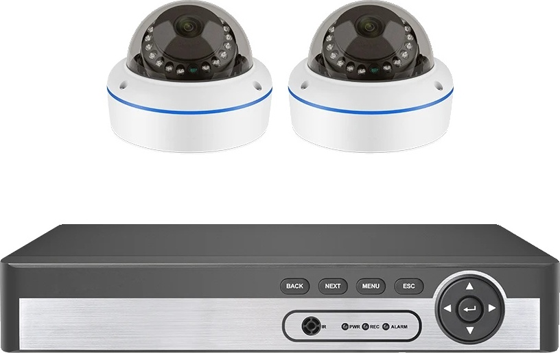 Bezpečnostný kamerový systém, rozlíšenie 5MP, dizajn odolný voči vandalizmu, 8CH NVR 2 KAMERY, žiadne