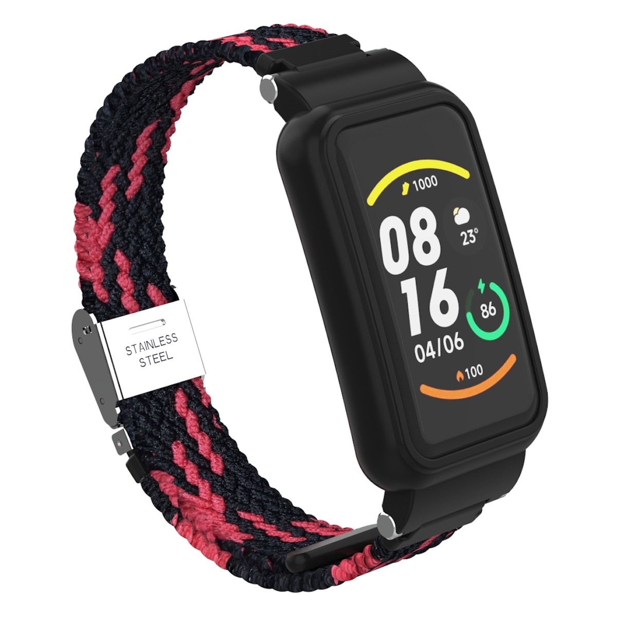 Pre Xiaomi Mi Band 7 Pro opletený nylonový remienok Red / Black Náhradný remienok Smart Watch Smartwatch