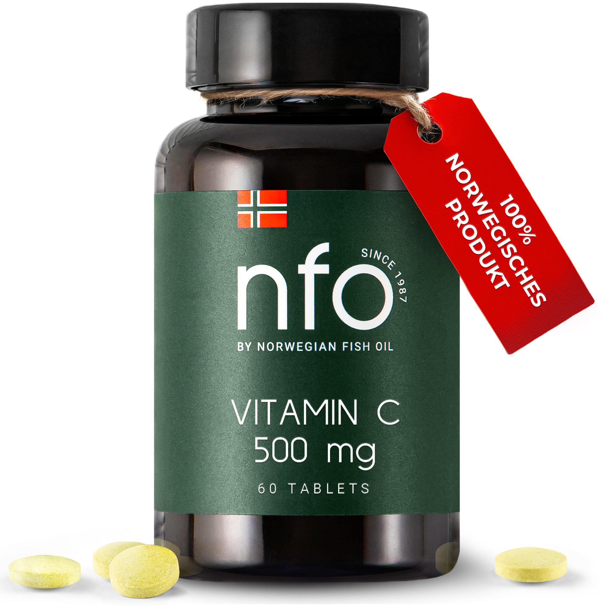 NFO INTERNATIONAL NFO Vitamin C 500 mg Quercetin – für Immunsystem und Hautgesundheit [60 Tabletten]