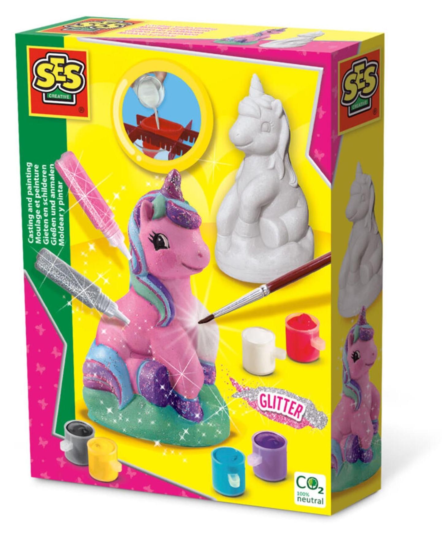 SES Creative Gipsgieen-Set Glitzer Einhorn mehrfarbig 01299