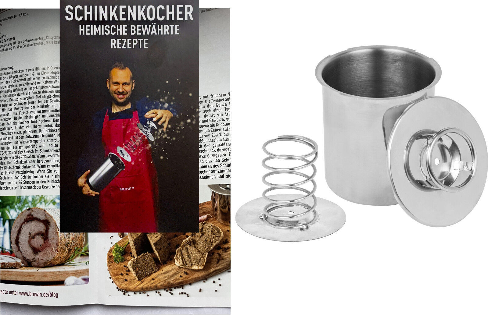 lilawelt24 Schinkenkocher 0,8 kg +REZEPTE Kochtopf Kochschinkenform