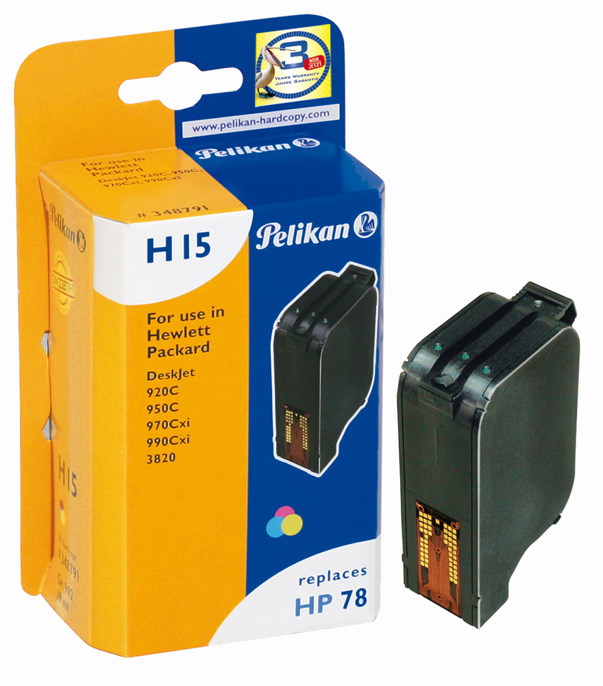 Pelikan H15 - Tinte auf Pigmentbasis - Cyan - Magenta - Gelb - HP DeskJet 916C - 920C - 930C - 940C - 950C - 960C - 970C - 980C - 990C - 995C - 1220C - 1280 - 3810 - 3816,... - 1 Stück(e) - Tintenstrahldrucker - C6578D
