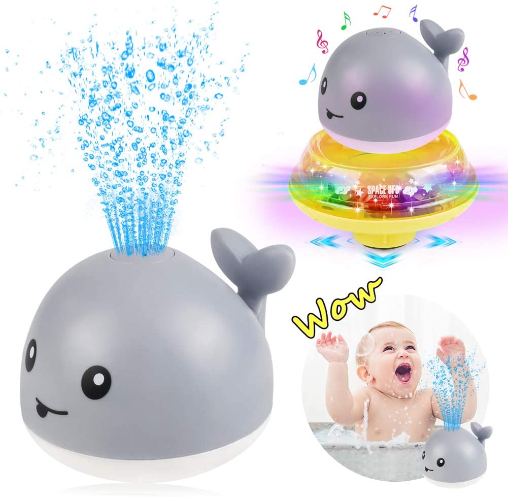 Badespielzeug Wasserspielzeug Induktions Sprinkler Wal mit Licht & Musik DHL 