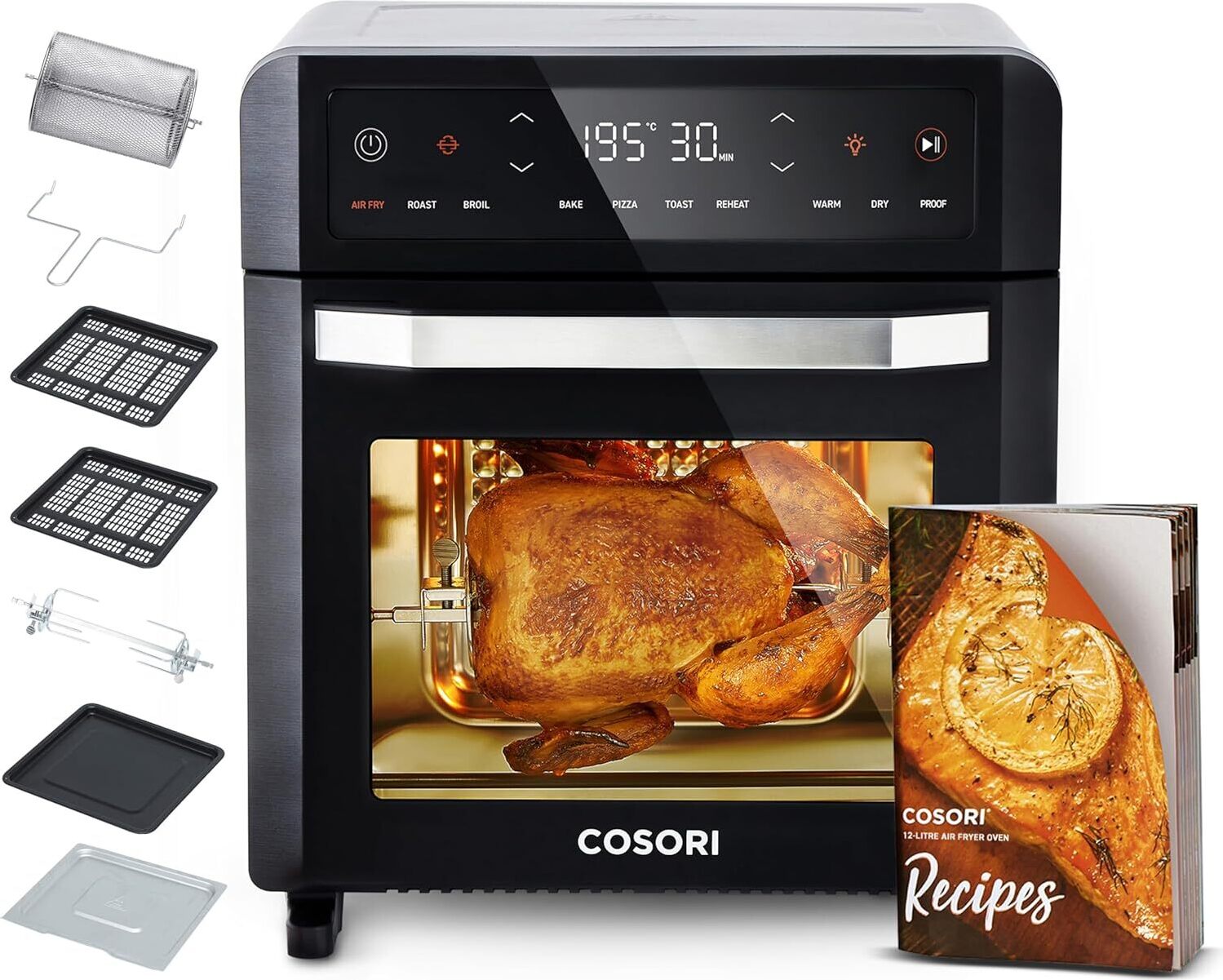 12 l, 11 multifunkcií, sušenie, funkcia kysnutia, dvojitý ohrev, okienko, Airfryer XXL, konvekčná rúra, mini rúra, kniha receptov, 7 doplnkov, 220 ℃