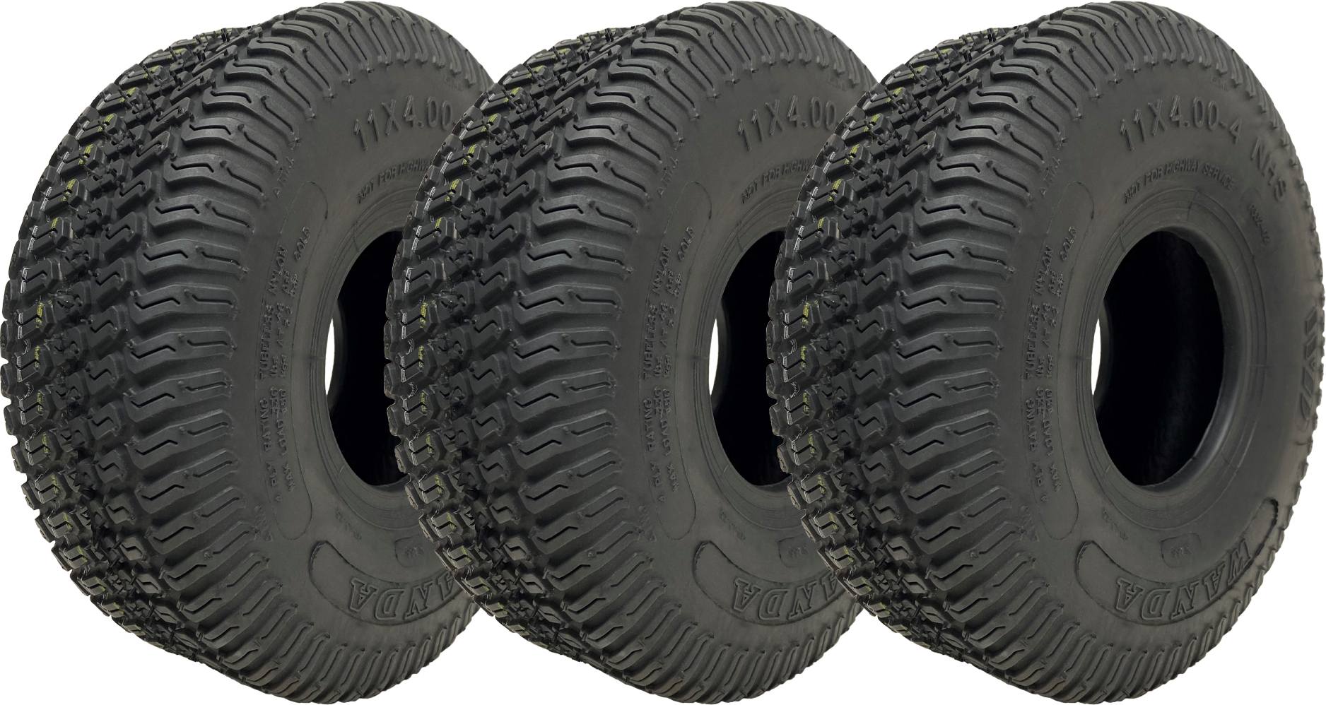 11x4.00-4 Pneumatiky pre kosačky na trávu 4ply Multi Turf Ride on Mower Grass Wanda (sada 3 ks)