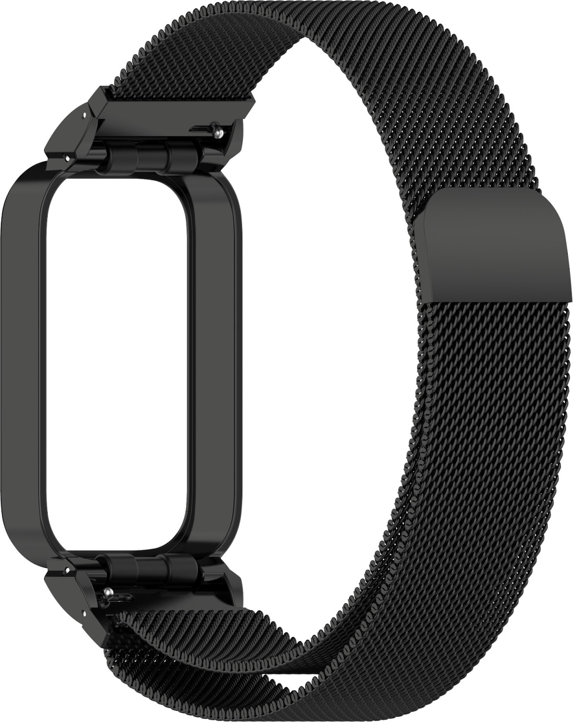 Pre Xiaomi Smart Band 9 Active / Redmi Band 3 Milanese Náramok z nehrdzavejúcej ocele s čiernym puzdrom