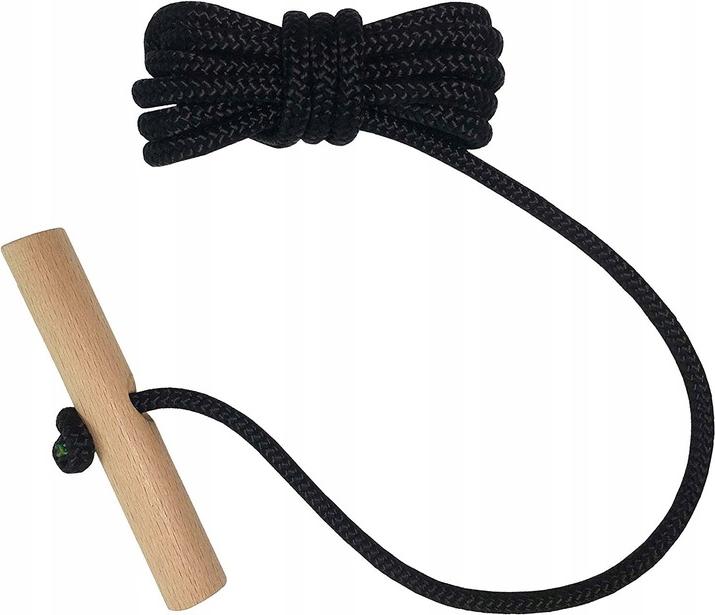 Warez Holzschlitten-Ziehgriff mit 1,5m Seil - Schwarz