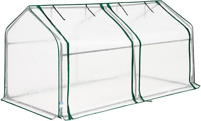 DOTMALL Quictent Foliengewächshaus | Gewächshaus mit 2 großen Zugriffsfenstern | Tomatenhaus aus 140 g/m² PEGewächshausfolie | Treibhaus 180 x 90 x 90 cm, Wei