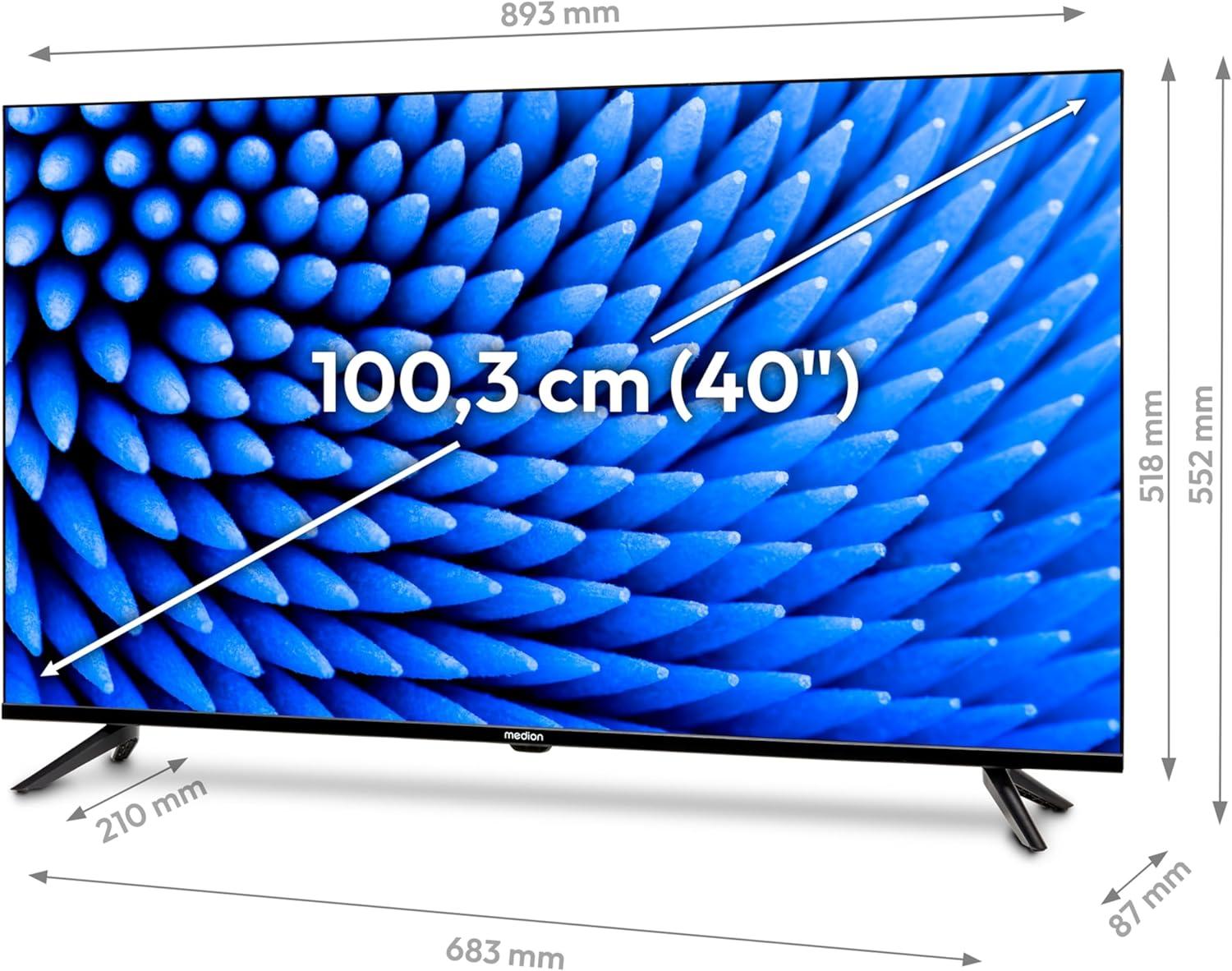 MEDION LIFE E14004 (MD 30225), 101,6 cm (40"), 1920 x 1080 px, Full HD, LCD, DVB-C, DVB-S2, DVB-T2 HD, Čierna