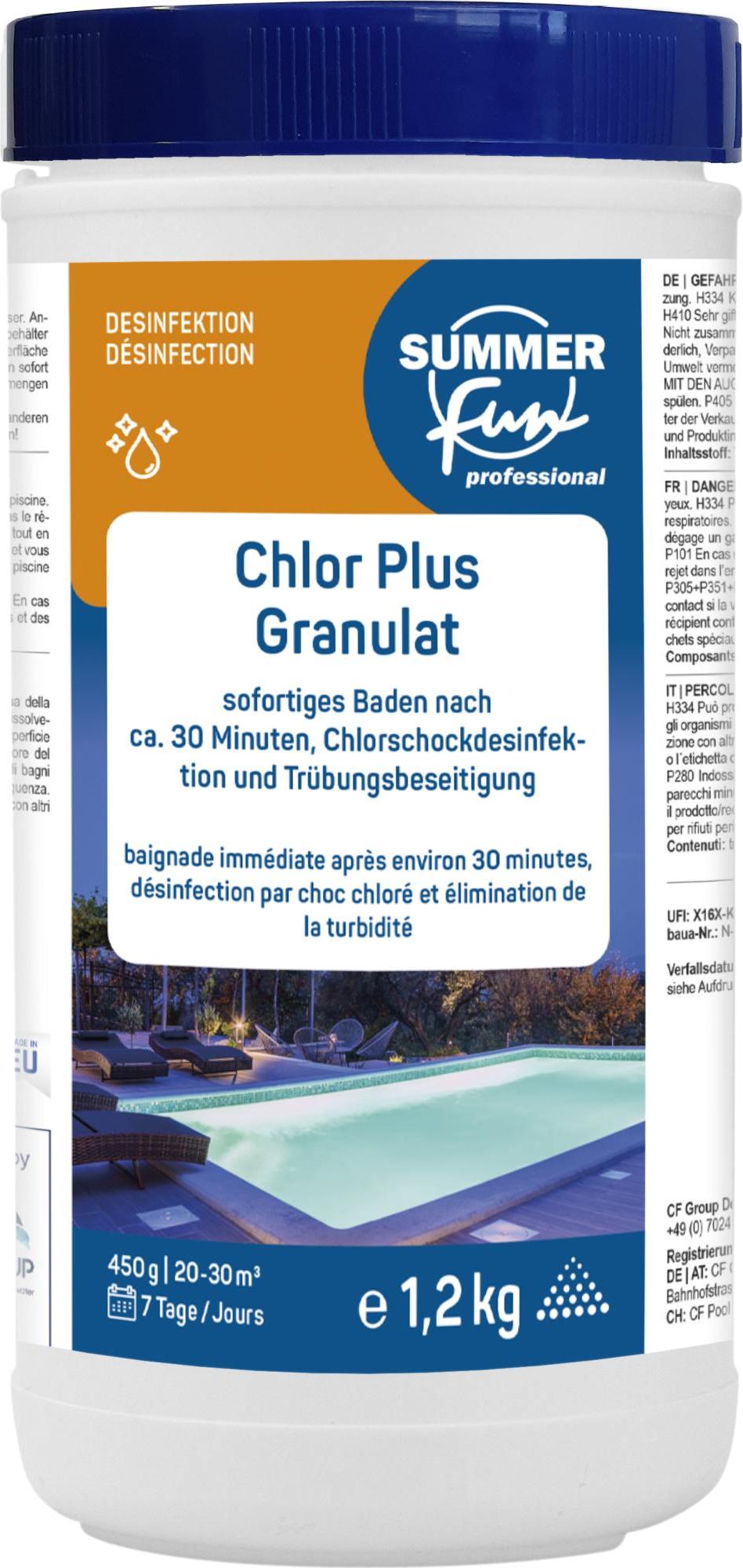 Summer Fun Chlor Plus Granulat 1,2 kg - Stoßchlorung für Pools