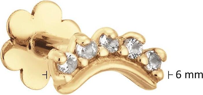 Jackie Gold Curve White Topaz Piercing JKP24.431 Ohrringe