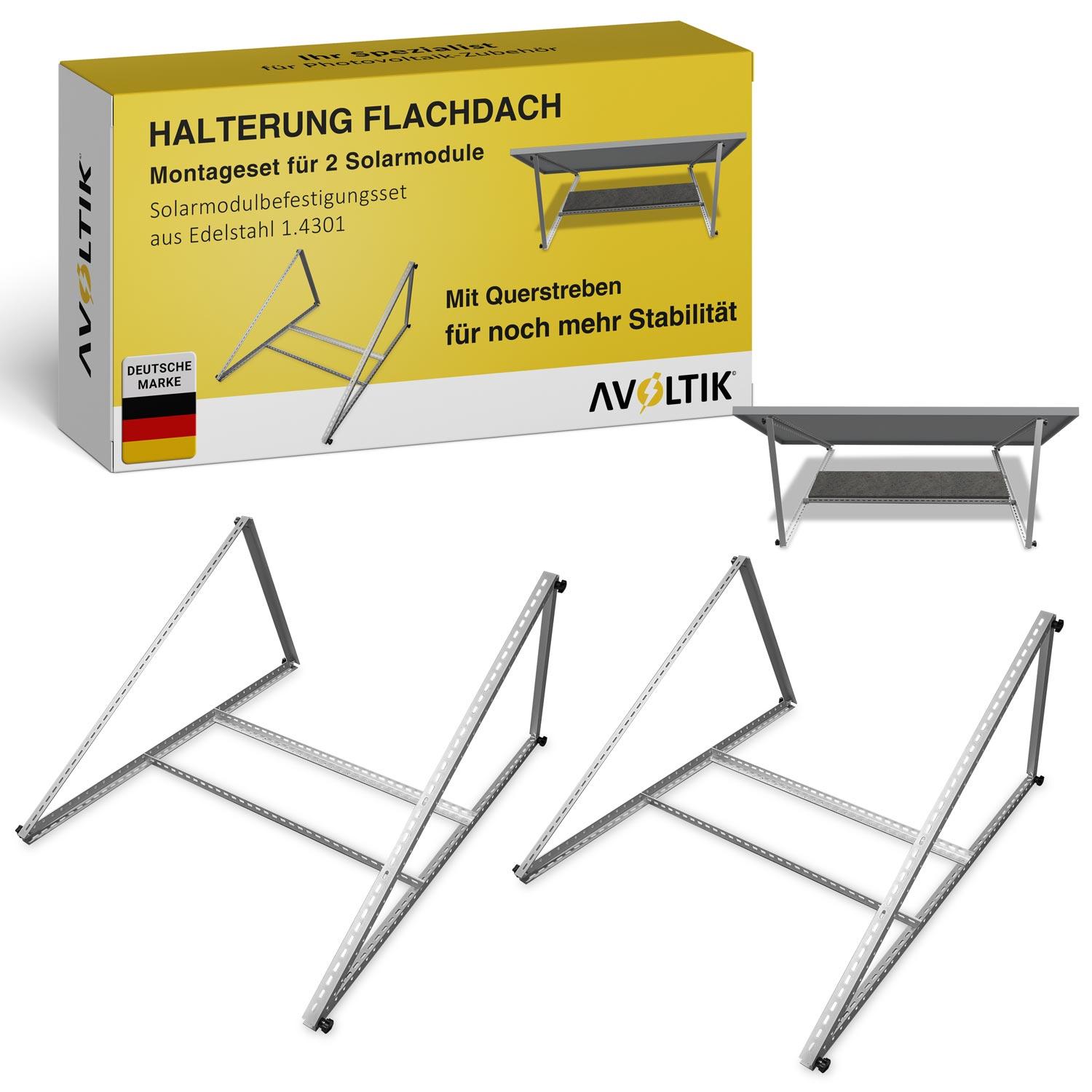 Avoltik 2er Set Solarpanel Halterung Solarmodul Flachdach 114 cm - Alu 6005-T5 avoltik-444070