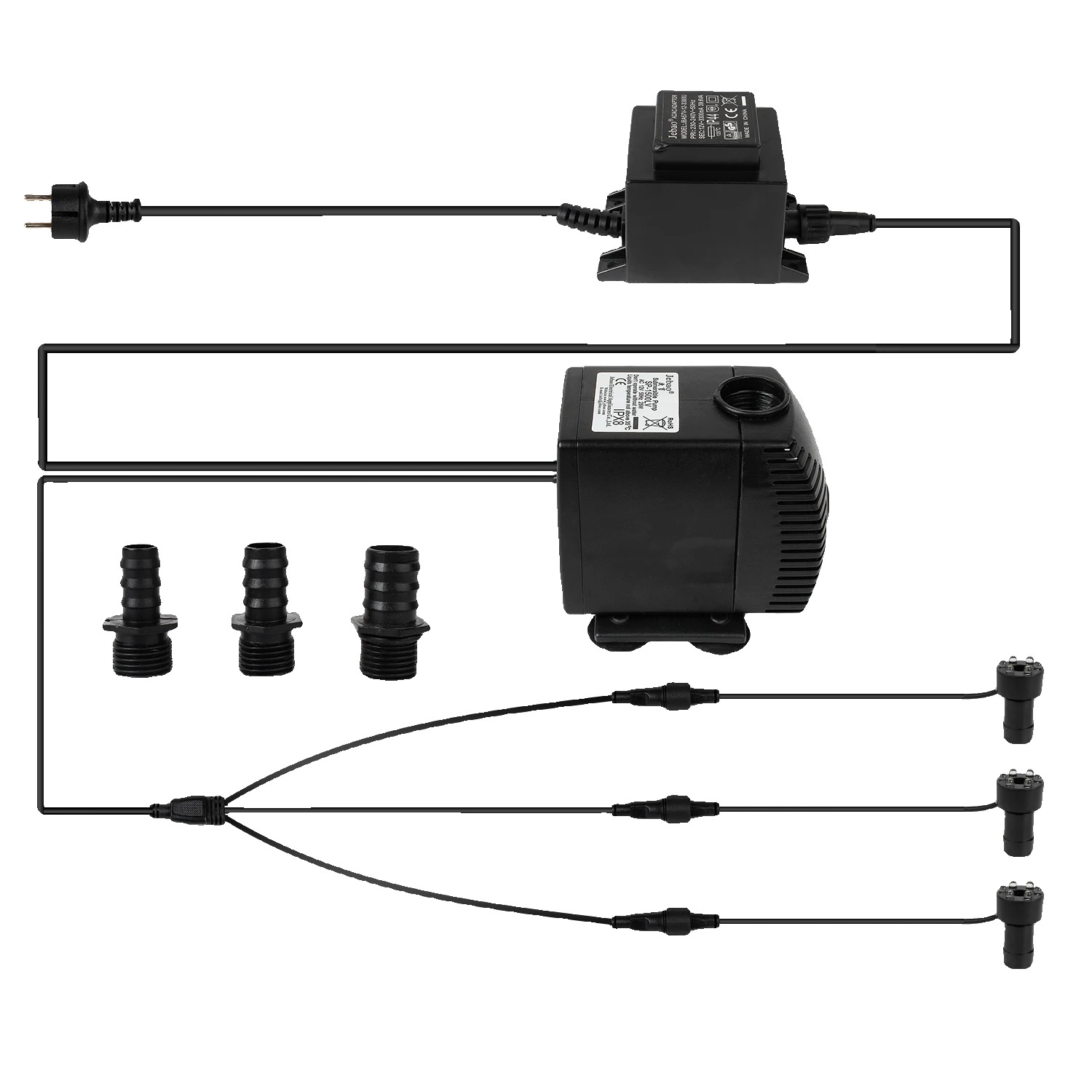 Ponorné čerpadlo, prietok 1500 l/h, 3 LED svetelné krúžky, čerpadlo s LED krúžkom