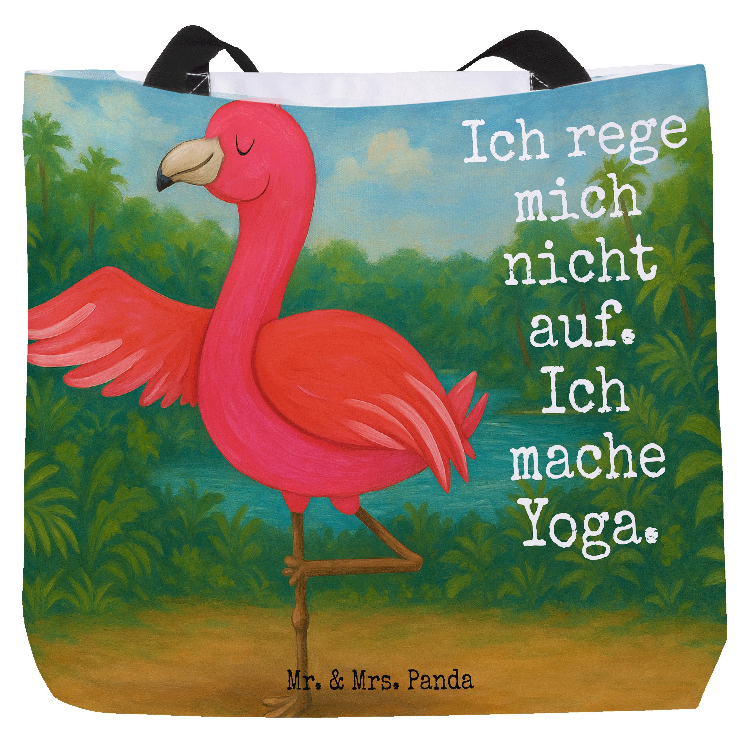 Mr. & Mrs. Panda Schultasche Flamingo Yoga Design - Weiß - Geschenk, Aufgeregt, Tasche, Baum, Tote Bag, Laptoptasche, Achtsamkeit, Rosa, Strandtasche, Yogi, Reisetasche PD-1913327-STANDARD