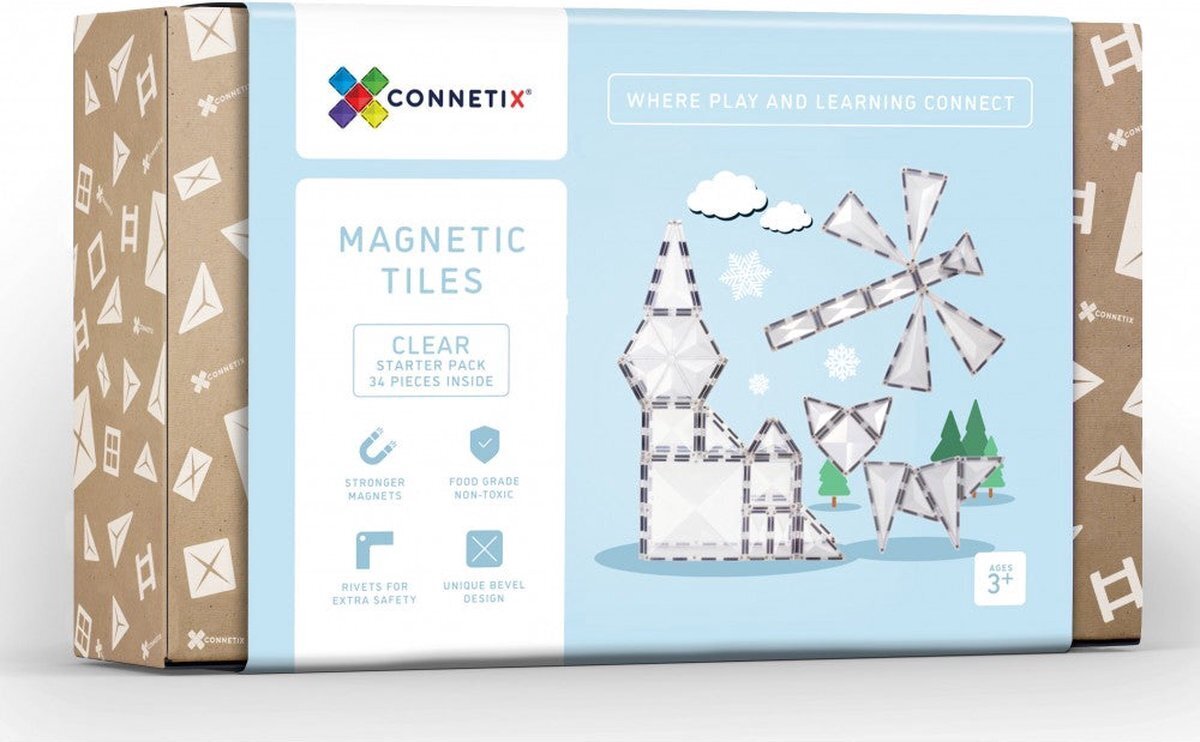 Connetix Magnetkacheln Klar Set 34-teilig CON-EU-C34