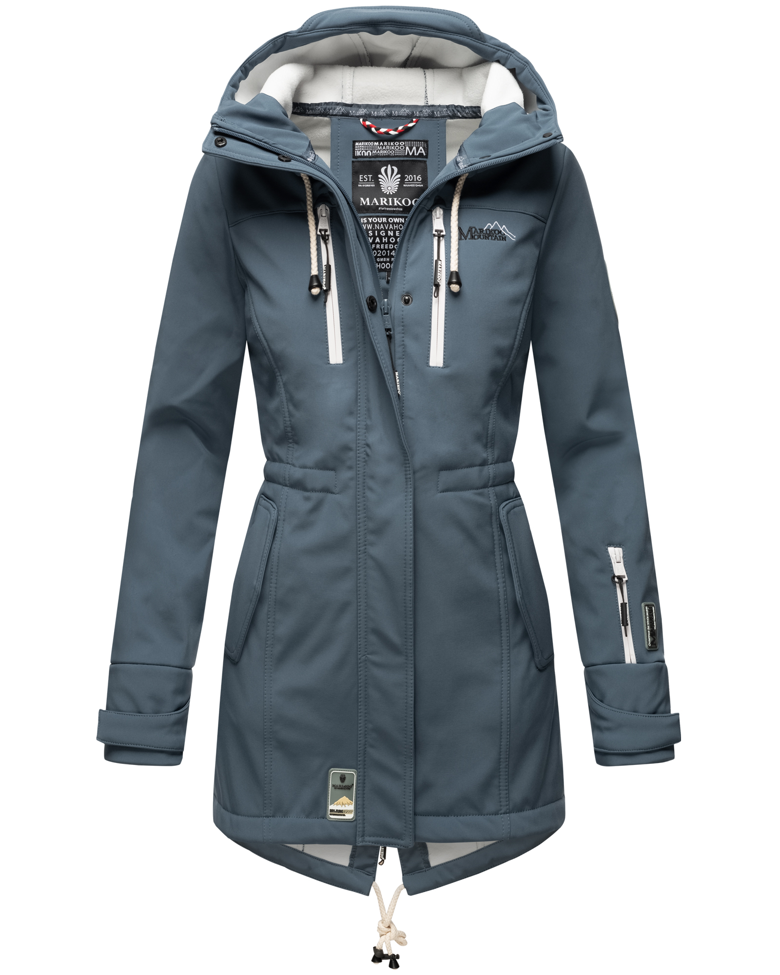 Marikoo Zimtzicke Damen Wasserdichte Softshell Jacke mit Kapuze Outdoor  Regenjacke Regenmantel Dusty Blue Gr. 36 - S