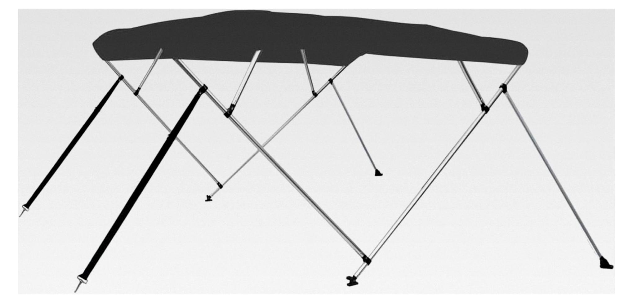 Markenlos UV- und wasserbeständiges Bimini-Top für Bootsfahrten - Anthrazit, 243 x 180 x 137 cm, 4-Bogen-Rahmen für den Außenbereich