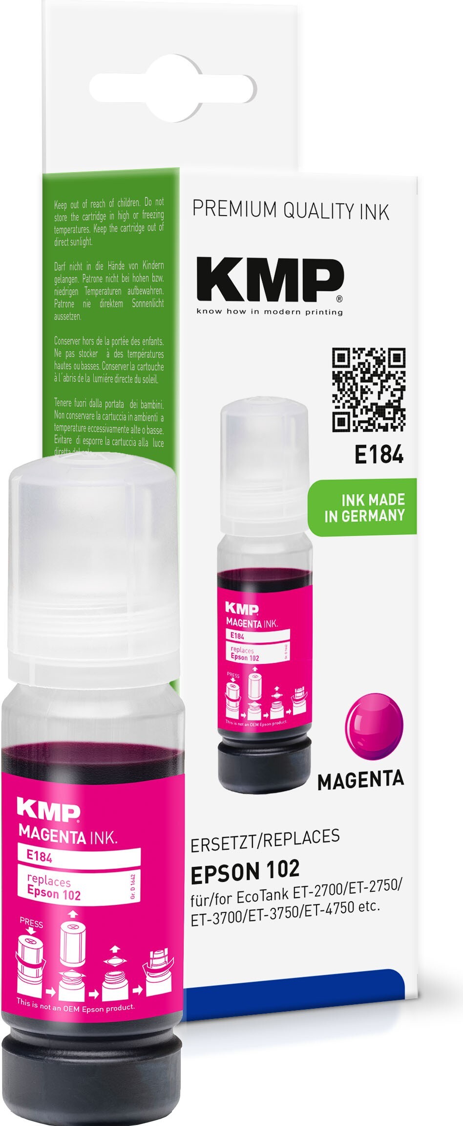 KMP E184, Purpurová, 70 ml, 1 kusov, 6000 strany, Balenie po jednom kuse