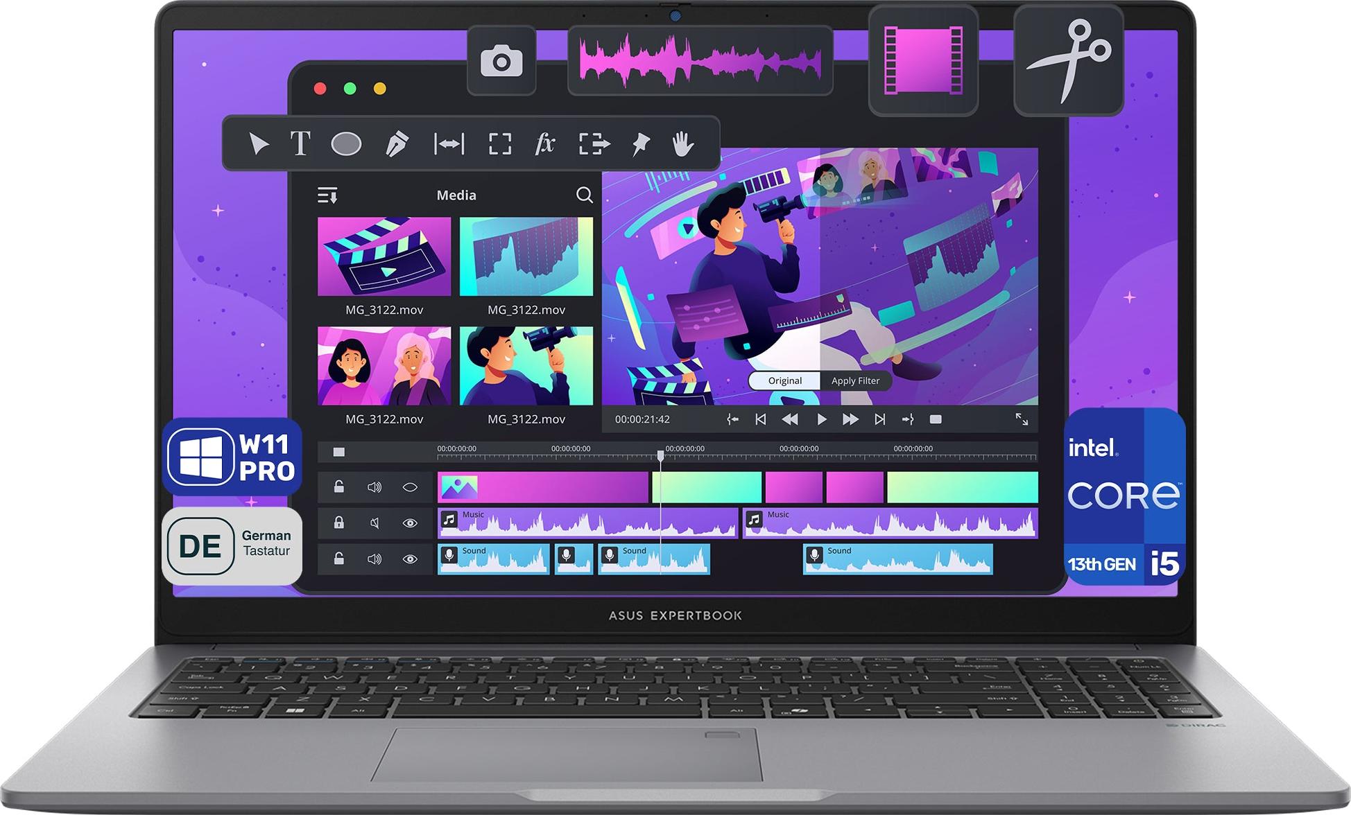 ASUS ExpertBook P1 Business Laptop, Core i5-13420H, 15.6