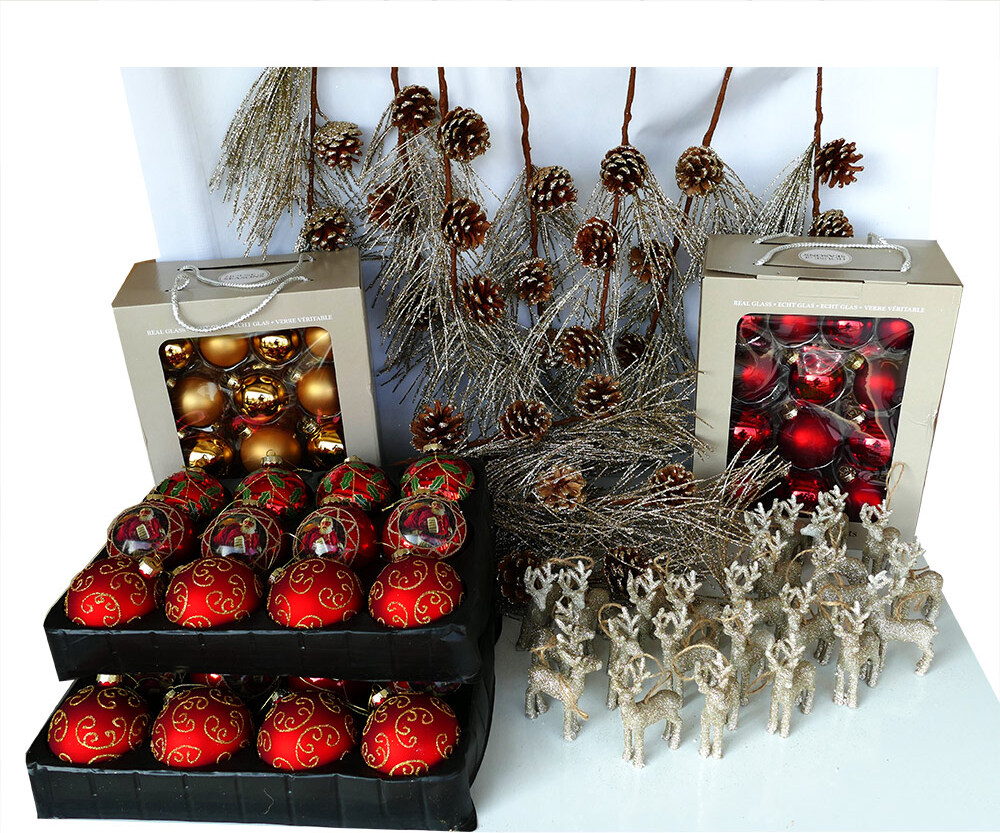 Gartenpirat Christbaumschmuck-Set 112-teilig Christbaumkugeln Rentieranhänger Deko Christbaum-Anhänger