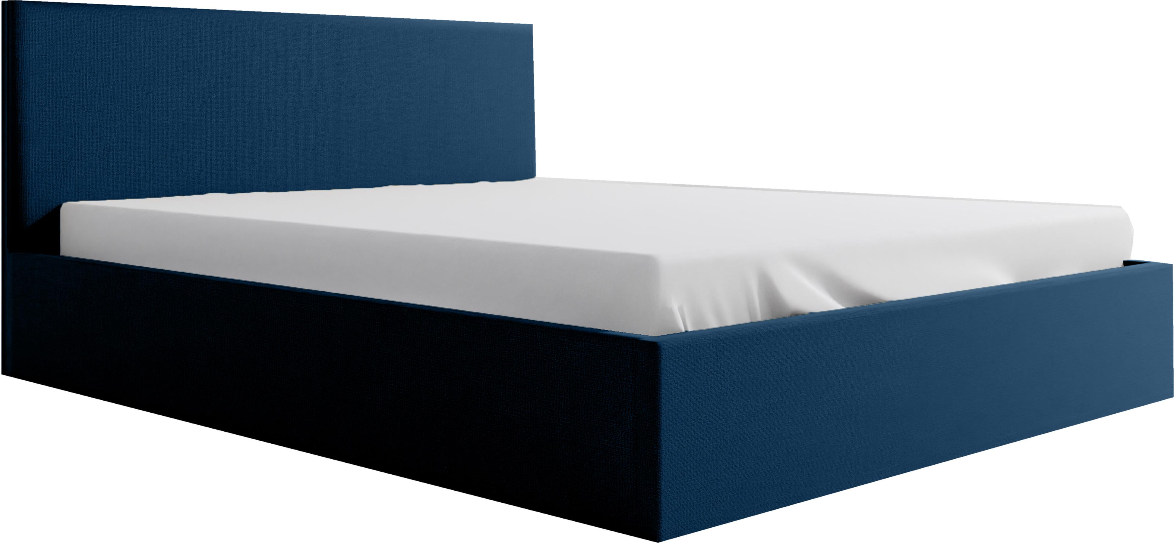 Schlafzimmer-Polsterbett NEFRYT 150x212x90 cm Liegefläche: 140x200 cm Mit Bettkasten, Metallrahmen, Hebesystem-Gasautomatik, Monolith-StoffPolsterstoff Robuster Rahmen - Marineblau