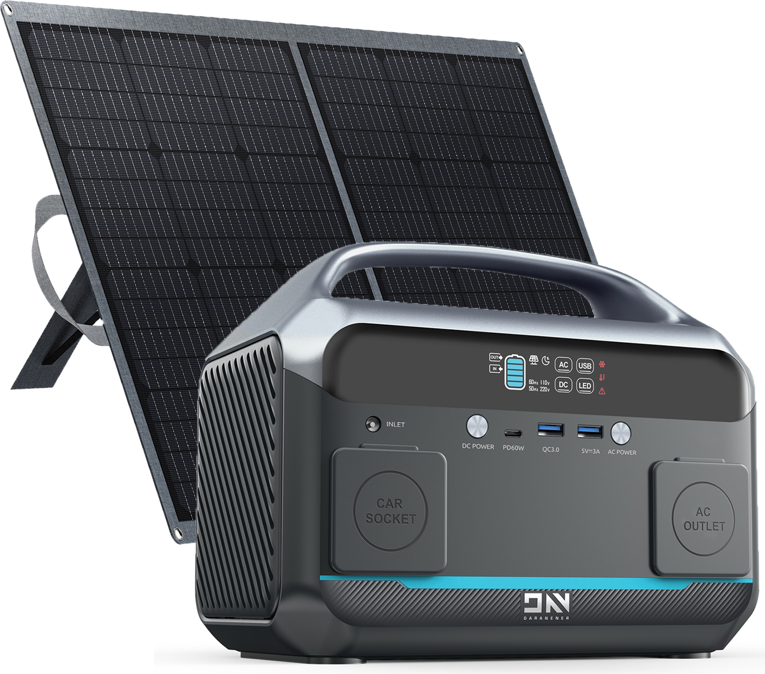 DaranEner NEO300 300W (600W Peak) generátorová elektráreň so 100W solárnym panelom SP100 , 268,8Wh solárny generátor 84000mAh mobilné úložisko energie