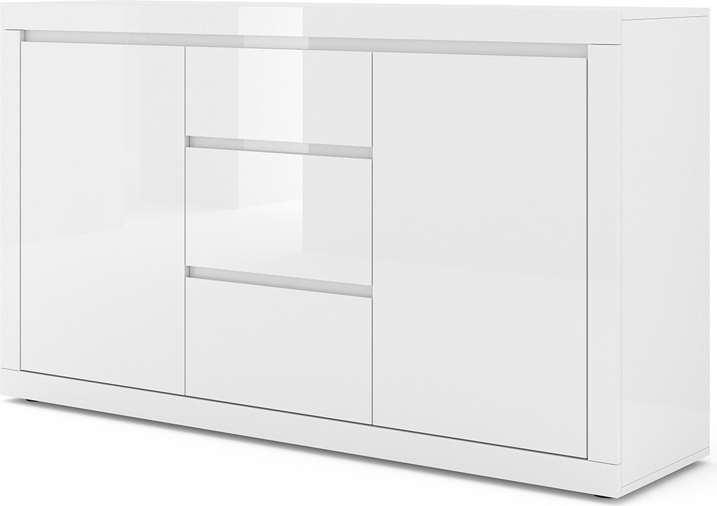 Buffet Olia mit 3 Schubladen und 2 Türen, Weiß, 150cm