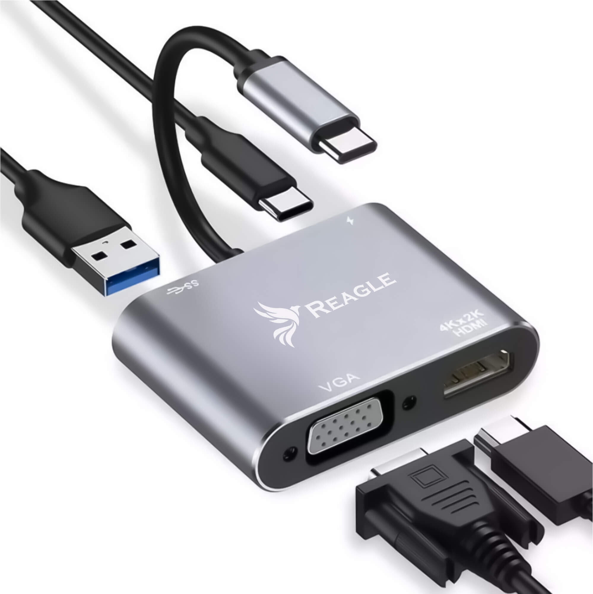 Reagle HUB USB-C adaptér HDMI 4k VGA USB MacBook PD 100W