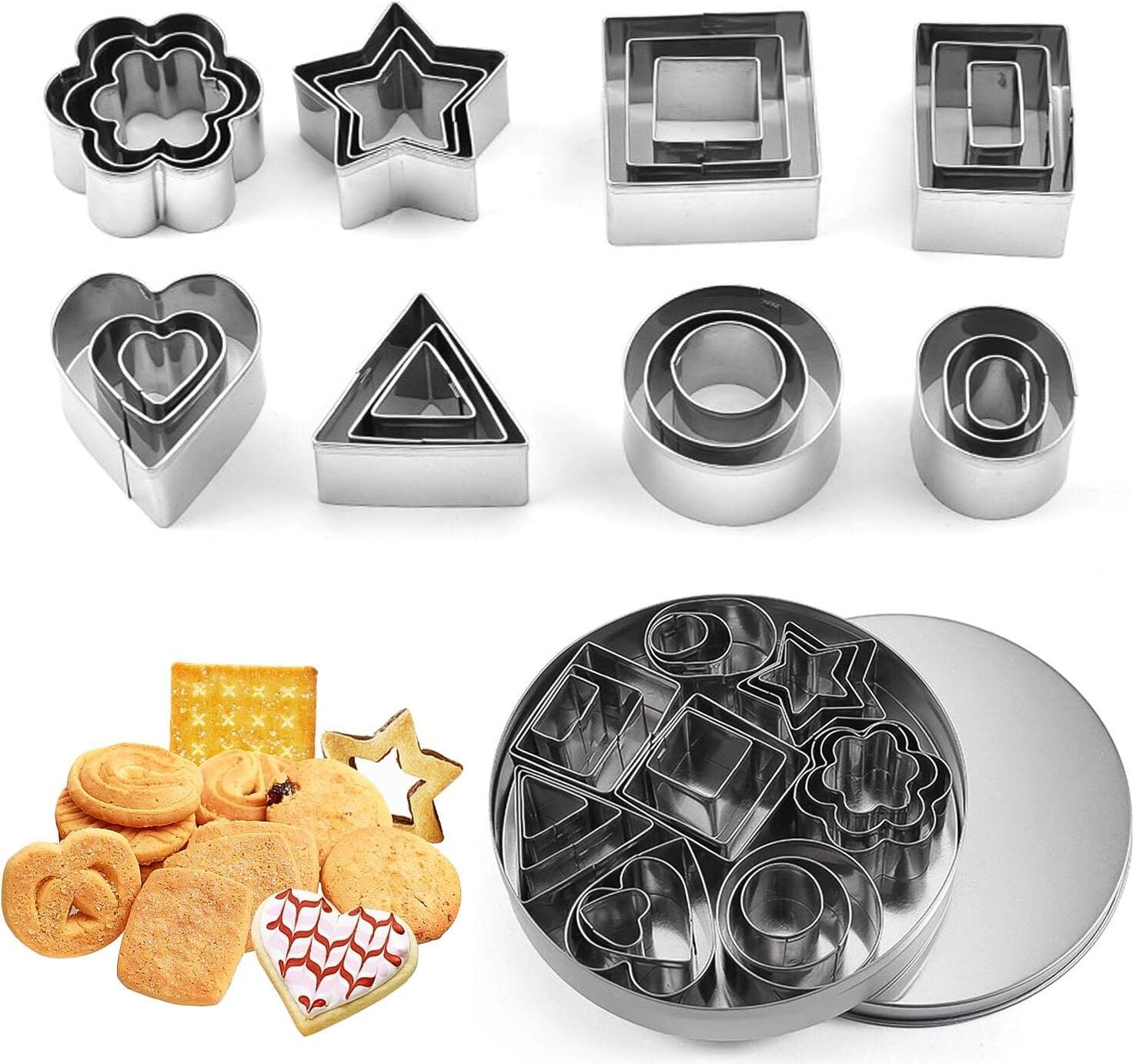 IBILI Set Tagliabiscotti Linzer Per Bambini - 3 Forme In Acciaio Inox, 30x30x30 Cm, Made In Spain