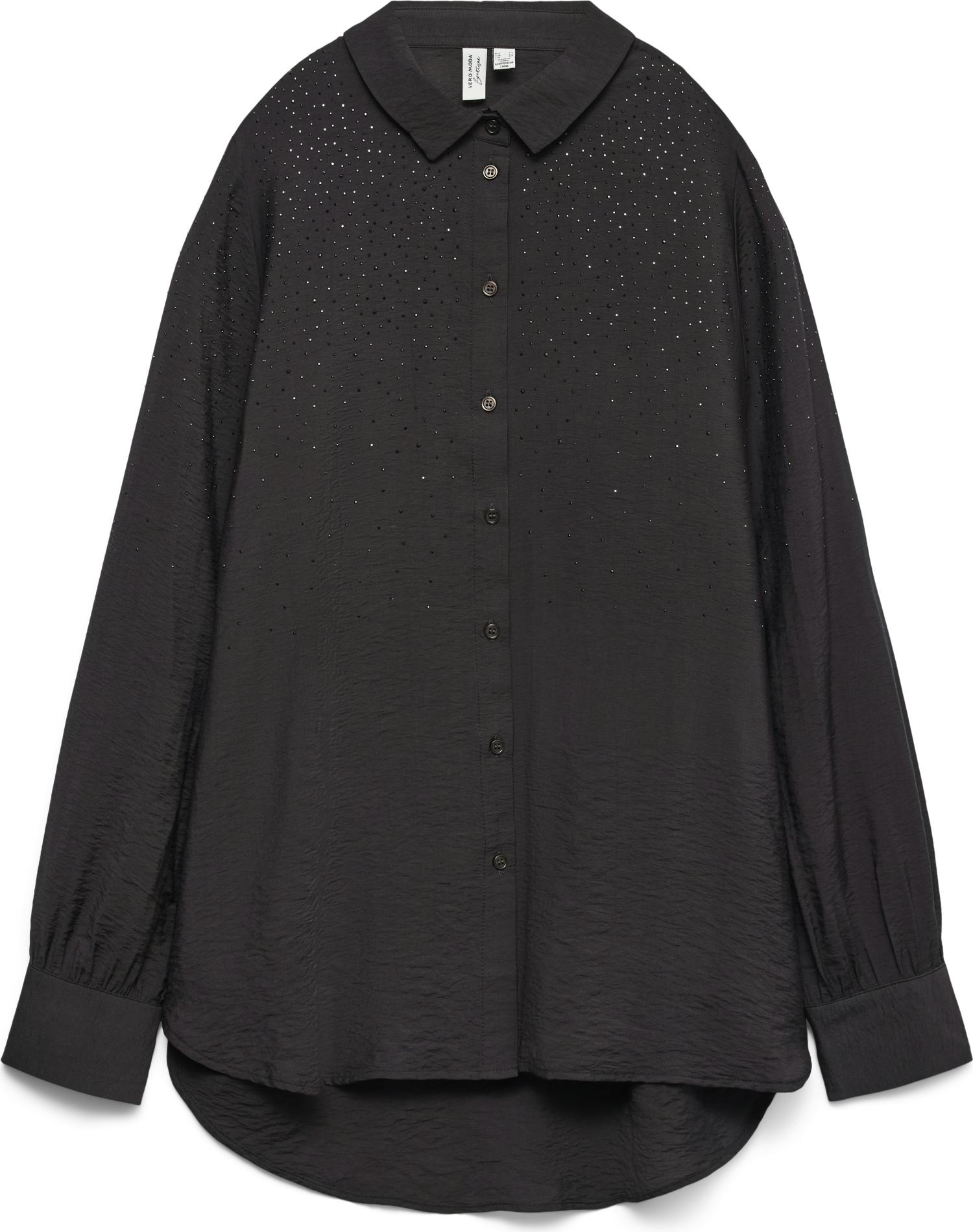 Vero Moda VMHERDIS LS SHIRT WVN BTQ GA Asphalt/Asphalt rhinestones XL 10338120