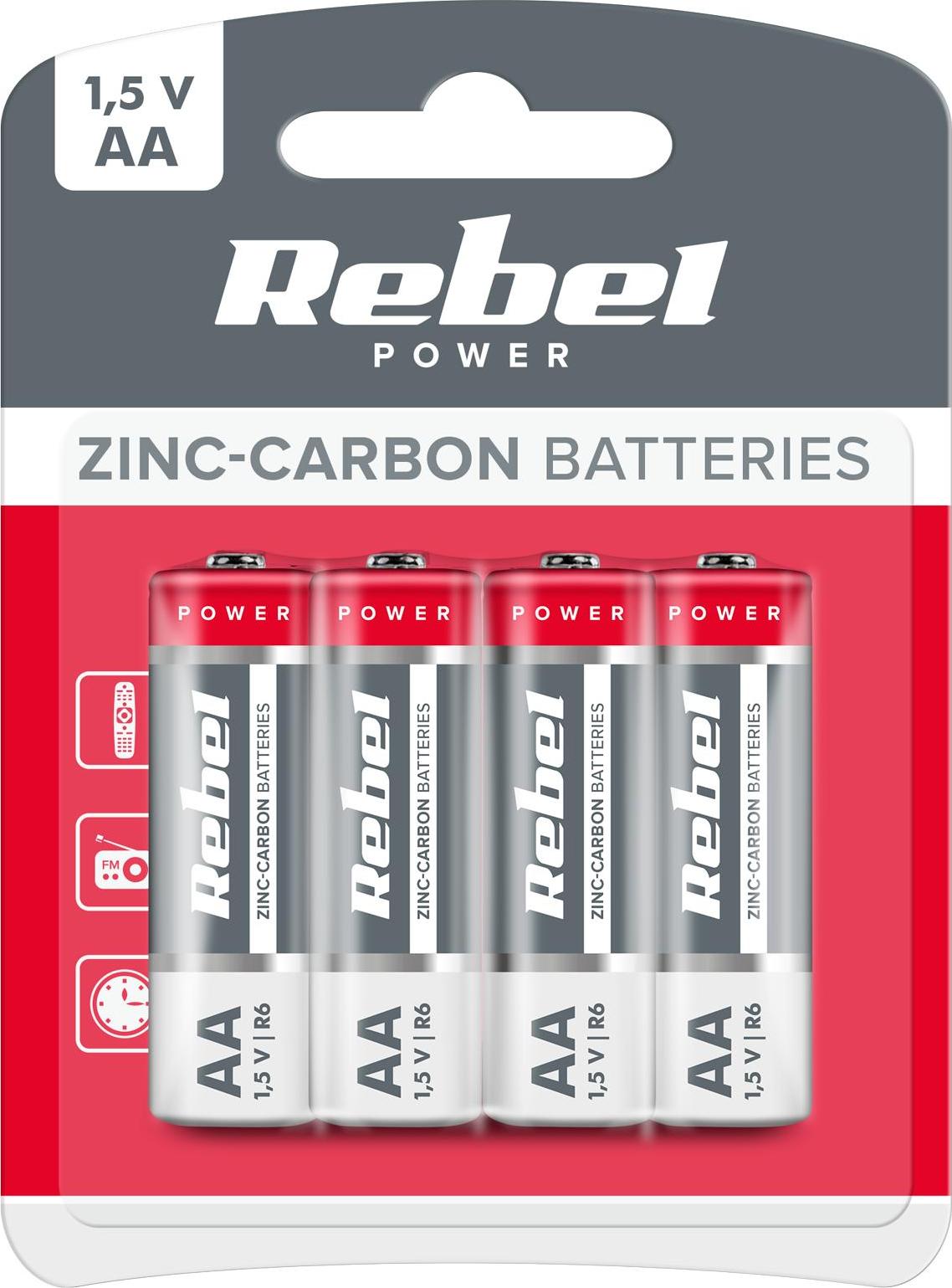 Rebel Greencell AA Batterien 4er-Set Zink-Kohle