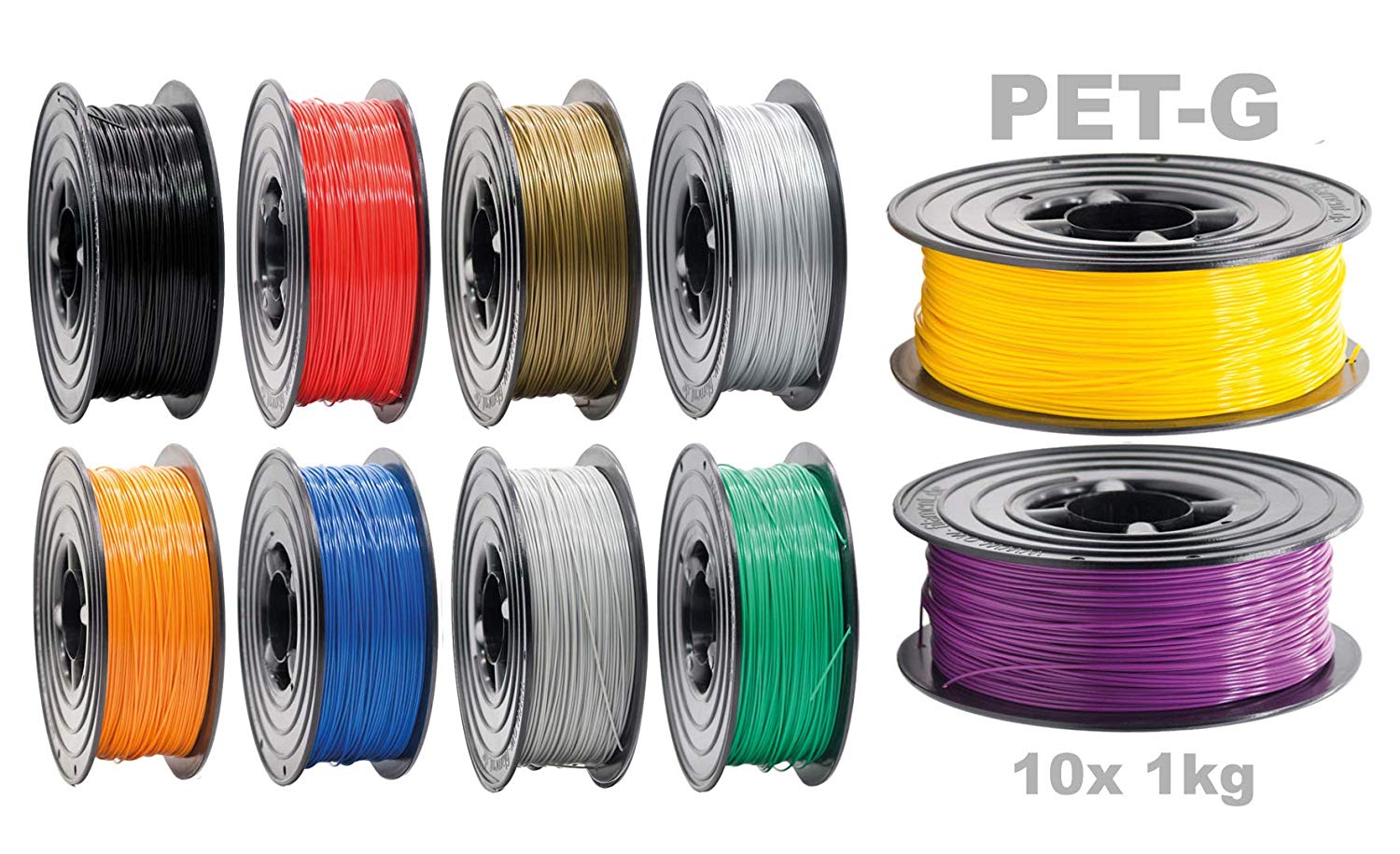 5x 3D Filament PETG 1kg 1,75mm Unicolor Drucker Printer Spule Rolle 1000g PET-G 