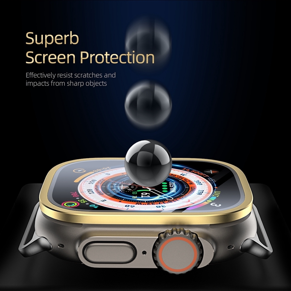 Pre Apple Watch Ultra 1 + 2 49 mm puzdro z hliníkovej zliatiny + tvrdené sklo