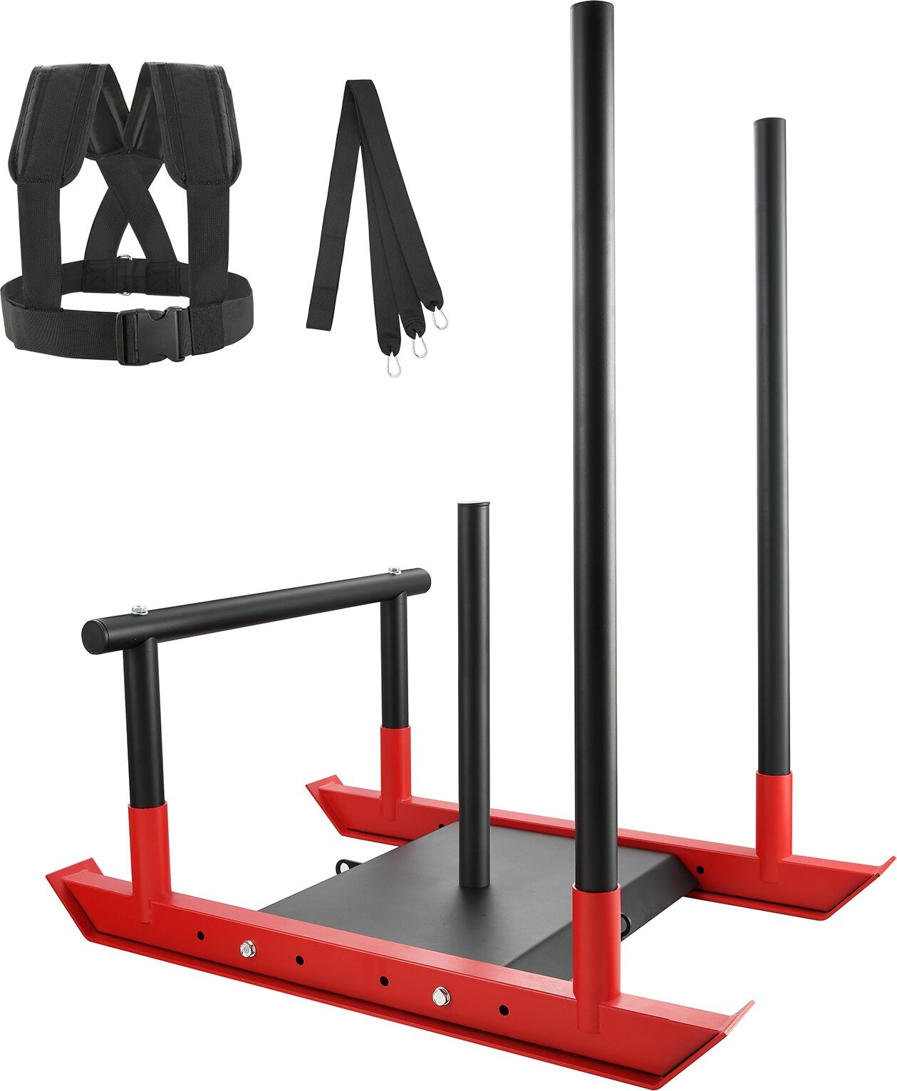 Zerbaco Gewichtstrainingsschlitten, Pull-Push-Power-Schlitten mit Griff, Fitness-Kraft-Widerstandstraining, Trainingsgerät aus Stahl Passend für 1-Zoll- und 2-Zoll-Gewichtsplatten