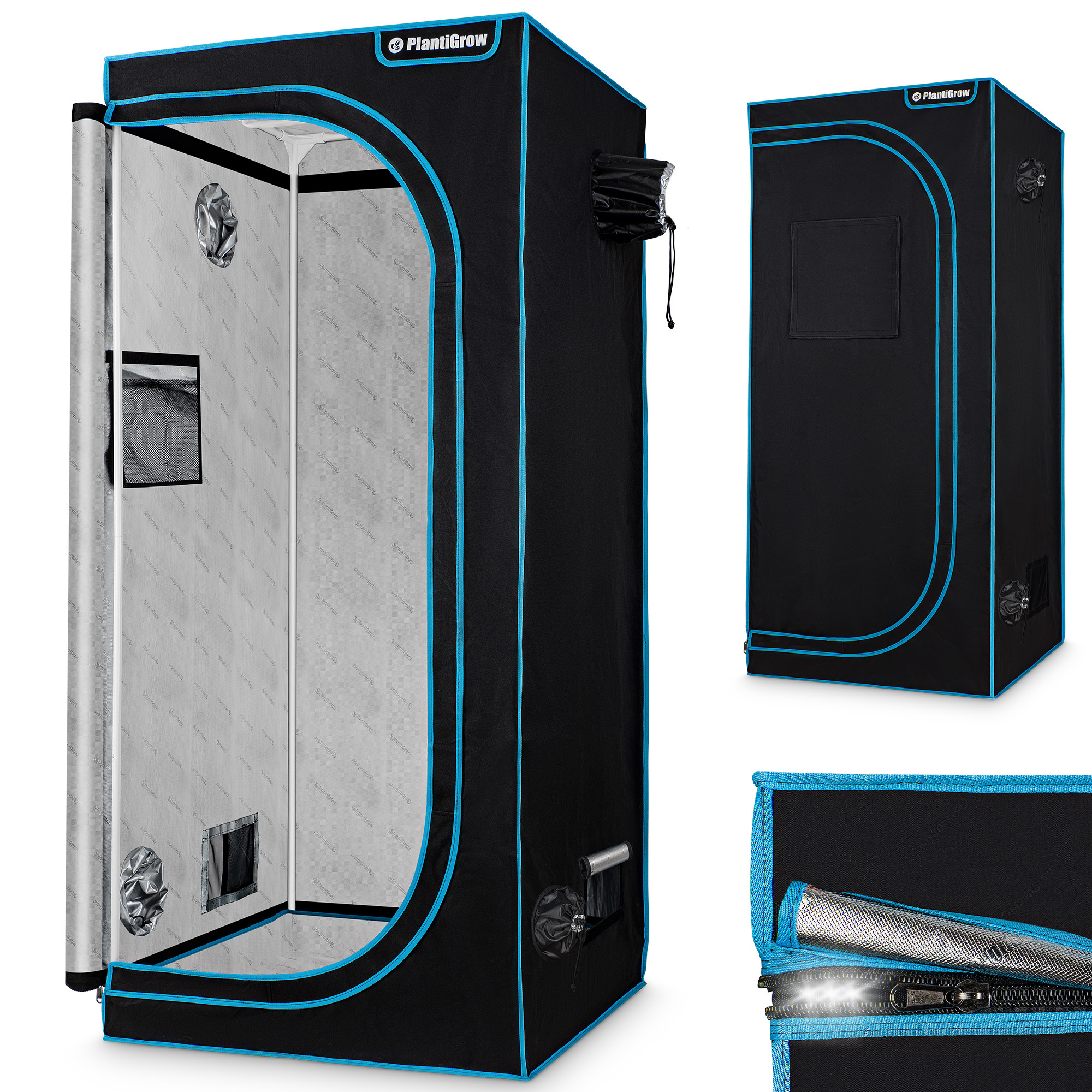 PlantiGrow - Growbox – Indoor Gewächshaus, Anzuchtzelt, Zuchtzelt, Anbauzelt - 60x60x180 GB-6060