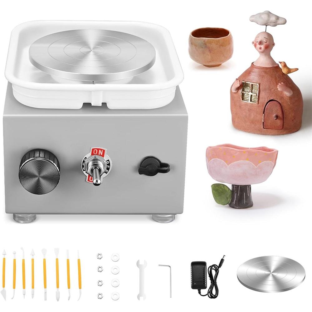 Dnntunk Töpferscheibe Mini Töpferscheibe, Elektrische Töpferscheibe, DIY Keramikarbeiten, Töpfermaschine, 2000RPM Einstellbare, für Töpfer-Heimwerker TY0991