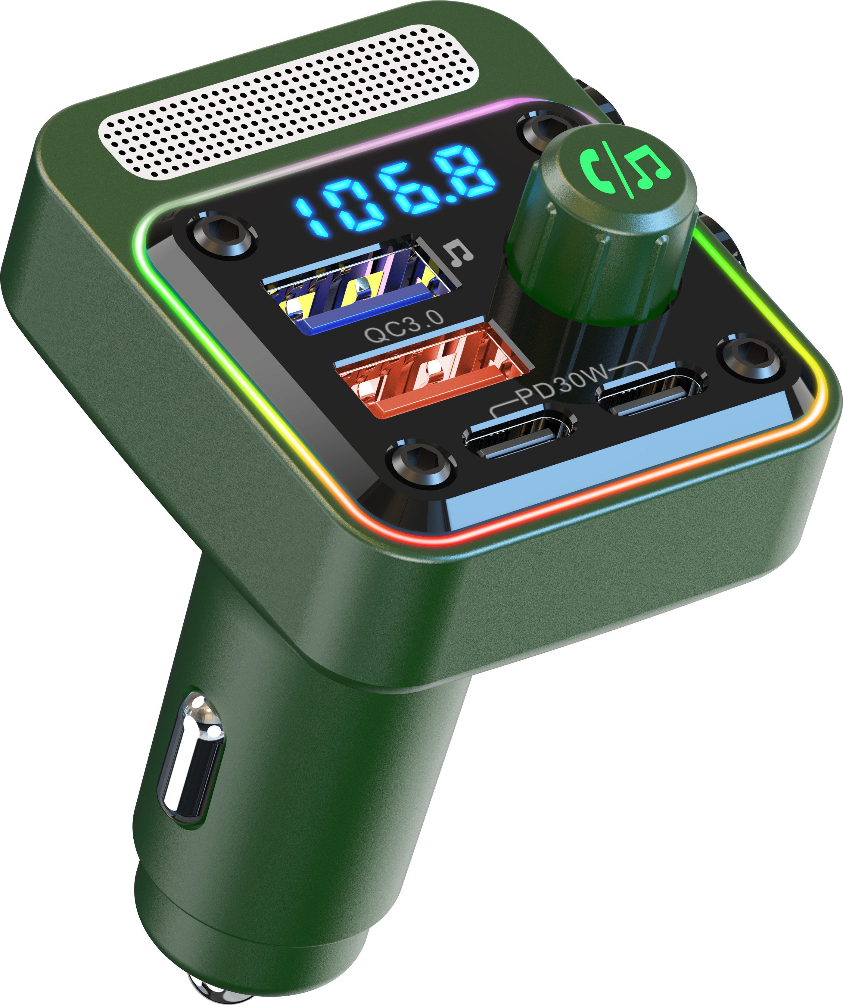 INF Auto Bluetooth FM Sender Bluetooth V5.0 Grün 293262