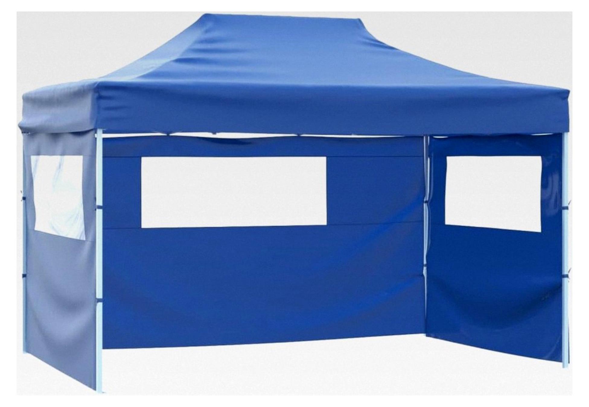 Markenlos Faltzelt mit 3 Wänden in Blau für Garten und Veranstaltungen