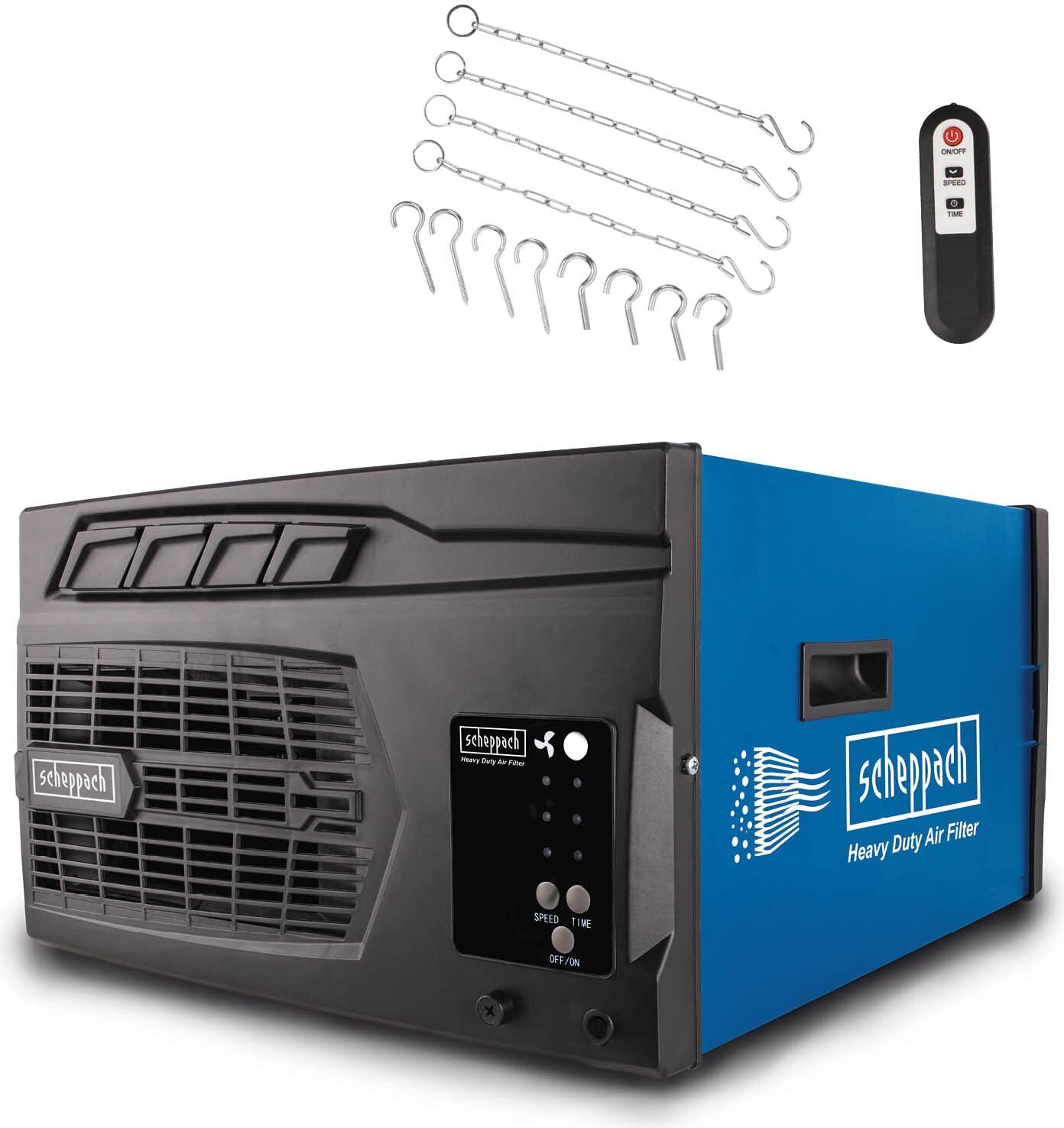 Scheppach Luftreiniger HDA-14 | 740 m³/h Luftfilterleistung | für Werkstätten bis 400m² | 3 Stufen Filtration bis 1 μm | 50 dB Lautstärke | Luftfilter 5903001901