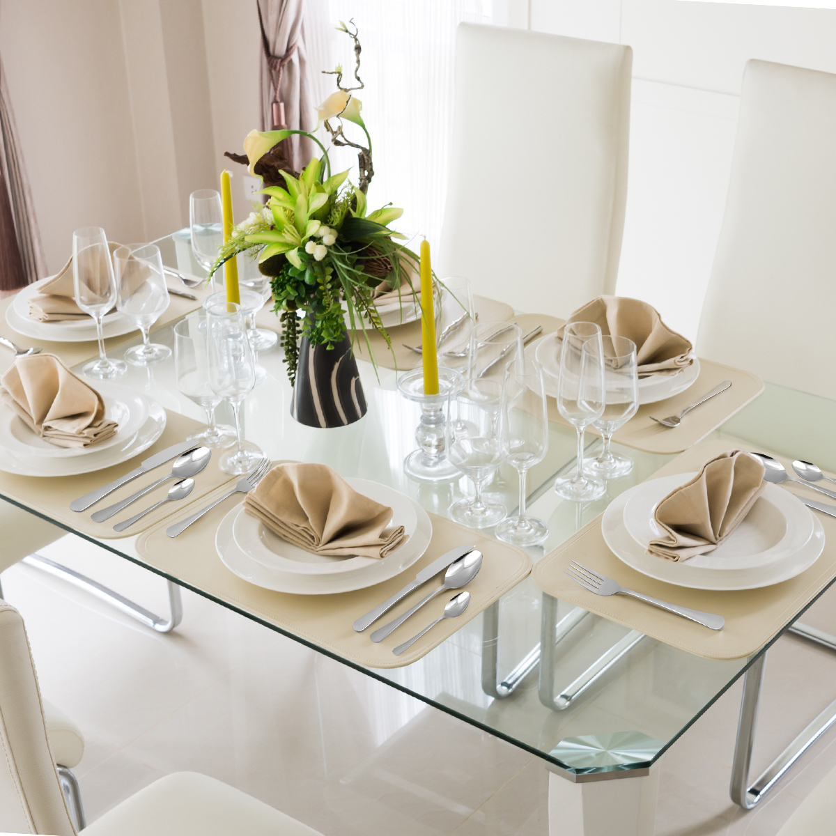 7MAGIC Besteck Set 12 Personen, 48 teilig Edelstahl Besteckset, Essbesteck Set mit Messer Gabel Löffel, Hochwertiges Edelstahlbesteck, Silber RKS1010