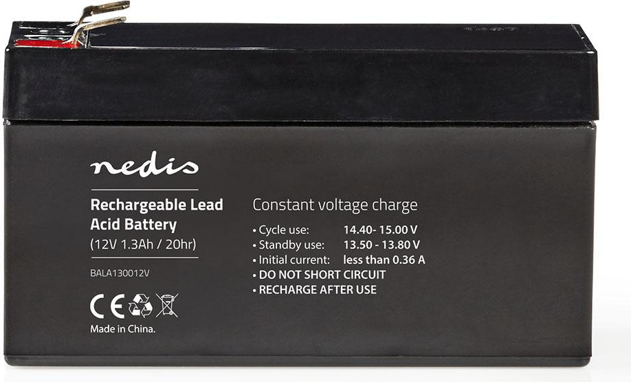Nedis Wiederaufladbare Blei-Säure-Batterie - Lead-Acid - Wiederaufladbar - 12 V - 1300 mAh BALA130012V