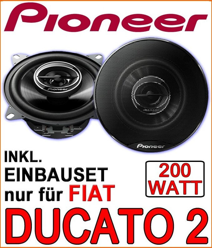 JUST SOUND best choice for caraudio Fiat Ducato II Typ 244 - Bj. 2002-2006 - Lautsprecher - Pioneer TS-G1032i - 10cm Einbauset fiduc-TS-G1032i