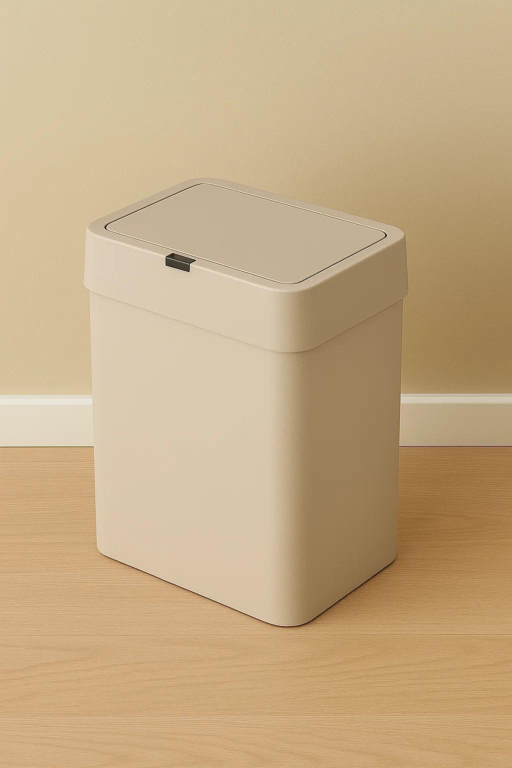 Shopper Mülleimer beige 14L, Abfalleimer intelligenter Sensor, berührungslose Öffnung, berührungsloses Öffnen batteriebetrieben 36,5 × 26 × 18,5 cm