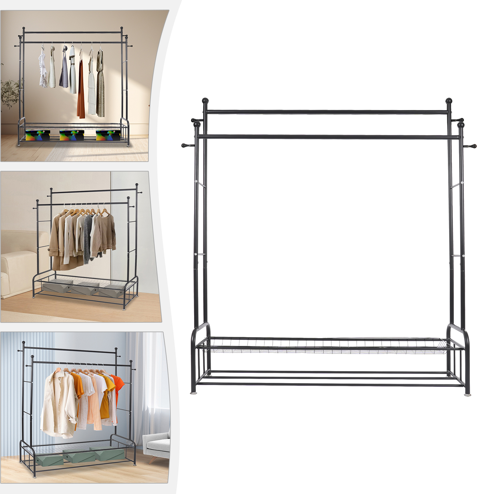 GreatDEshop2021 Kleiderständer, Heim-Kleiderständer, Modern Steh-Kleiderständer, Schwarz JJ9WO5-000600-WL