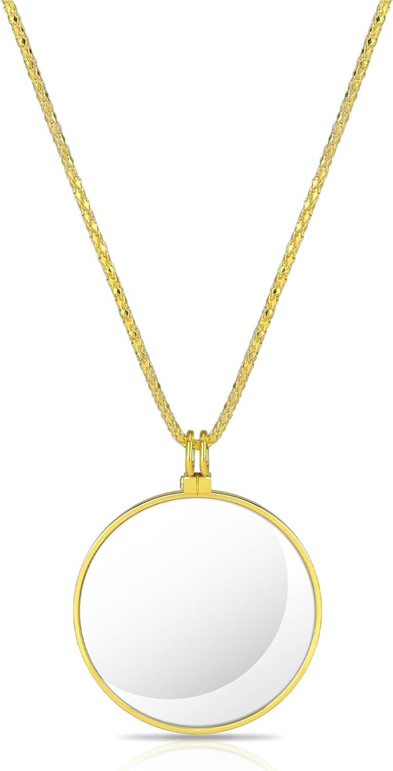 Markenlos Goldenes Monokulares Vergrößerungsglas mit Kette - Ideal zum Lesen und für Detailarbeiten