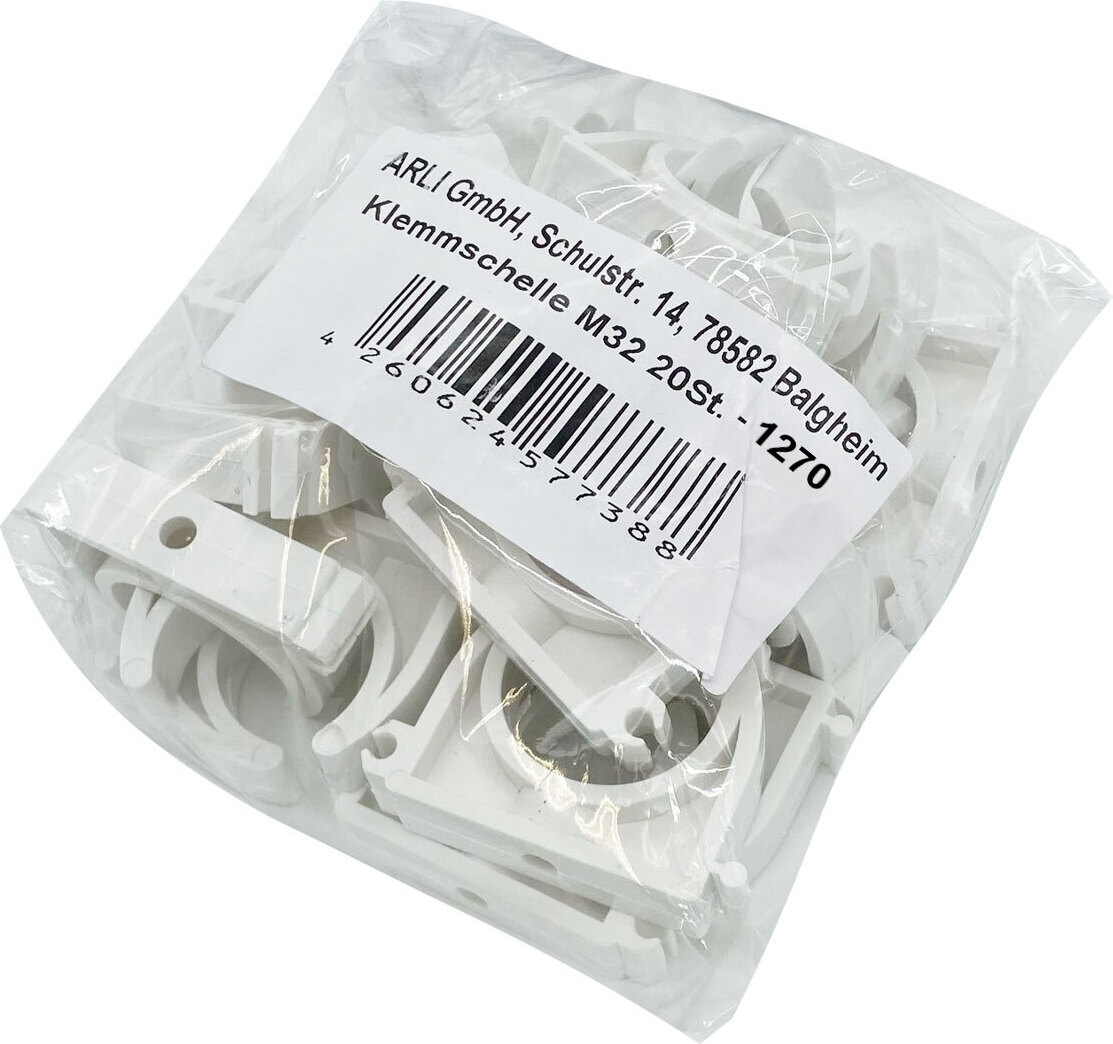 ARLI 20x Klemmschelle M32 Weiß – Rohrschellen für Installationsrohr Ø 32 mm Aufputz Montage Elektroinstallation