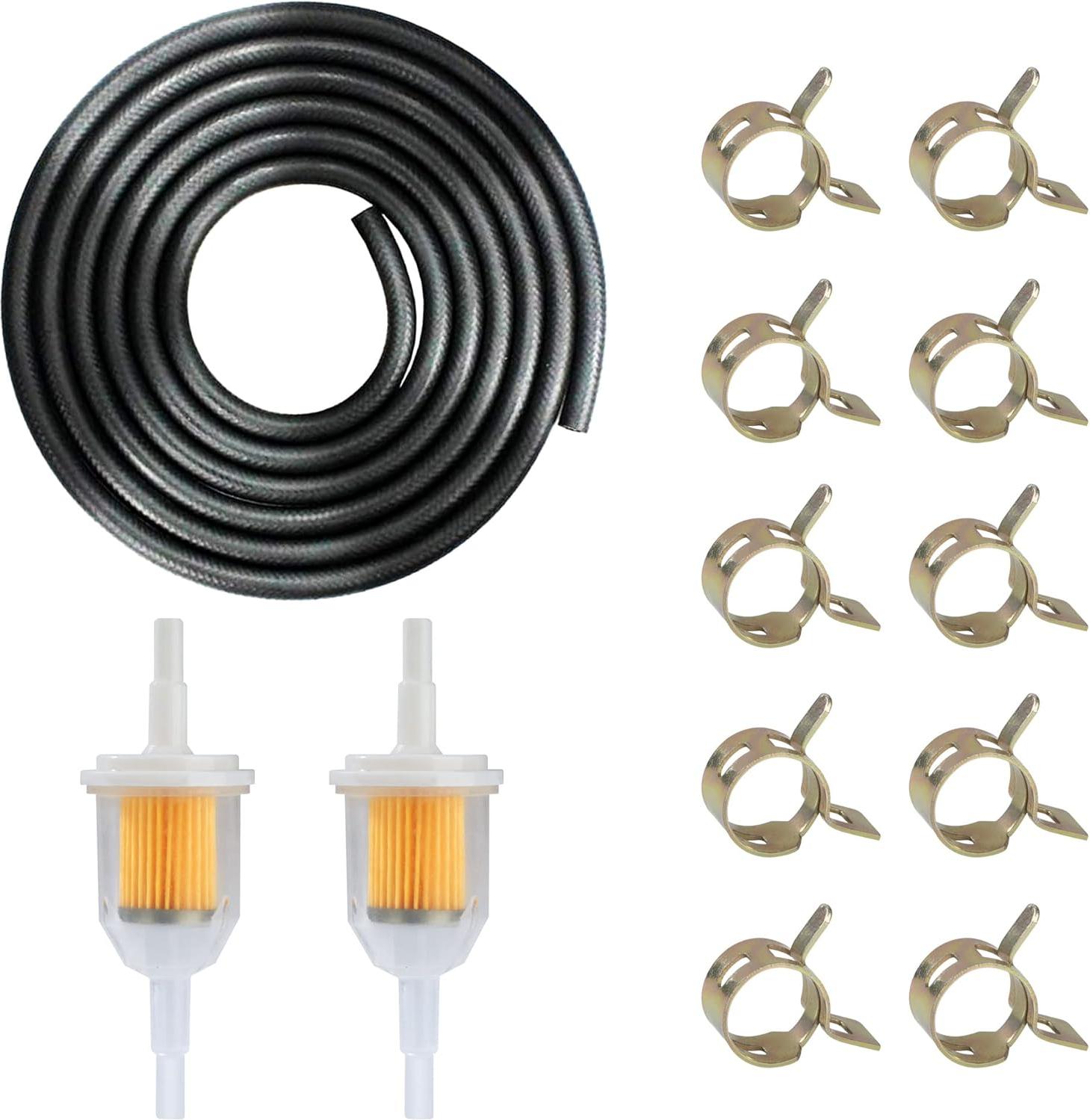 Markenlos Kraftstoffschlauch, Universal-Kit, 6 mm, 2 m, Kraftstoffleitung mit 6 mm/8 mm, Kraftstofffilter, Klemme für Motorrad, Auto, Kleines Motorrad, 13 Teile