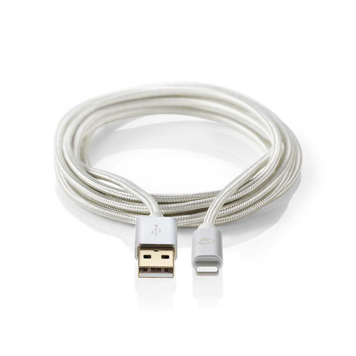 Nedis Lightning kábel - USB 2.0 - Apple Lightning 8-pin - Konektor USB-A - 480 Mb/s - Pozlátený - 1,00 m - Okrúhly - Opletený / nylonový - Hliník - Balenie s okienkom