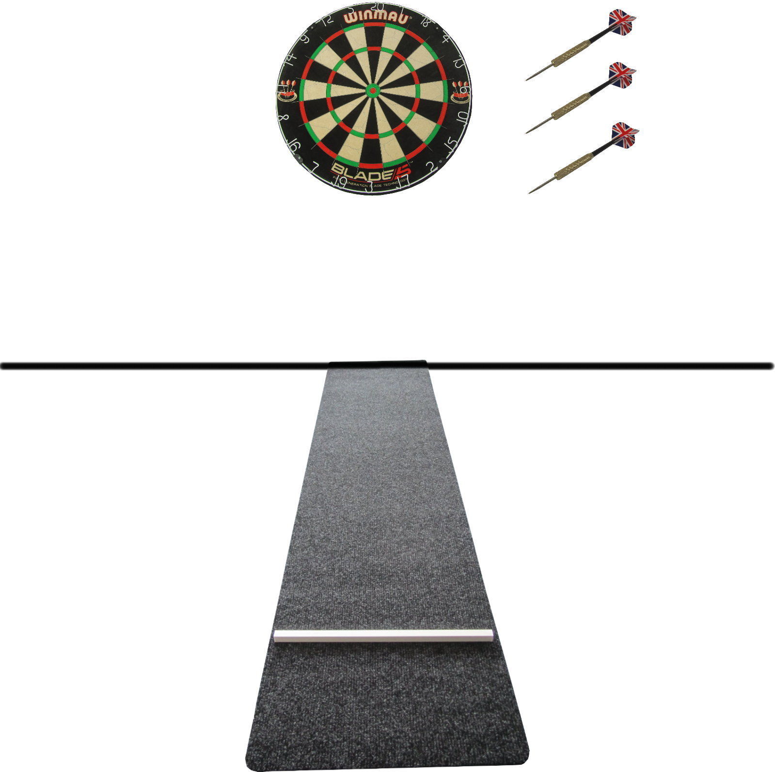 DSX Dartset Winmau Blade 6 Steel Dartscheibe + Dartteppich + Dartpfeile bladeteppf