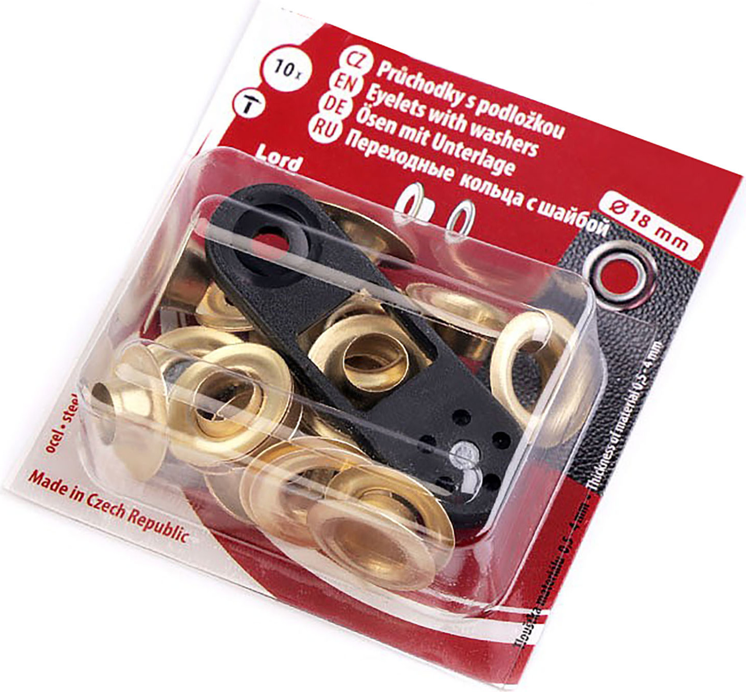 maDDma Metallösen m. Ösenwerkzeug verschiedene Größen / Mengen f. Taschen Stoff Leder , Farbe:gold, Größe:10St. | Ø8mm | Ø18mm 700092081-GO818